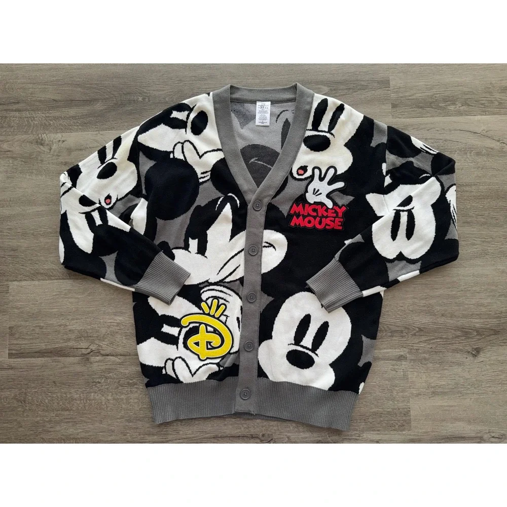NWOT Disney Mickey Mouse Oversized Patch 5 Button Cardigan, Medium - Picture 2 of 8
